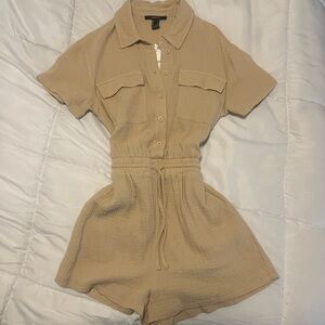 Forever 21 Tan Button-Up Romper